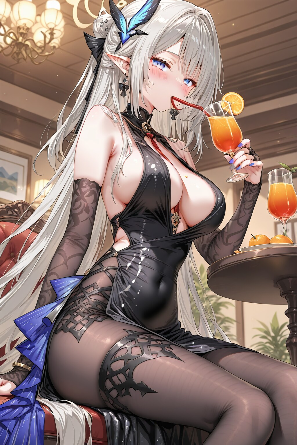果実の搾汁を飲む