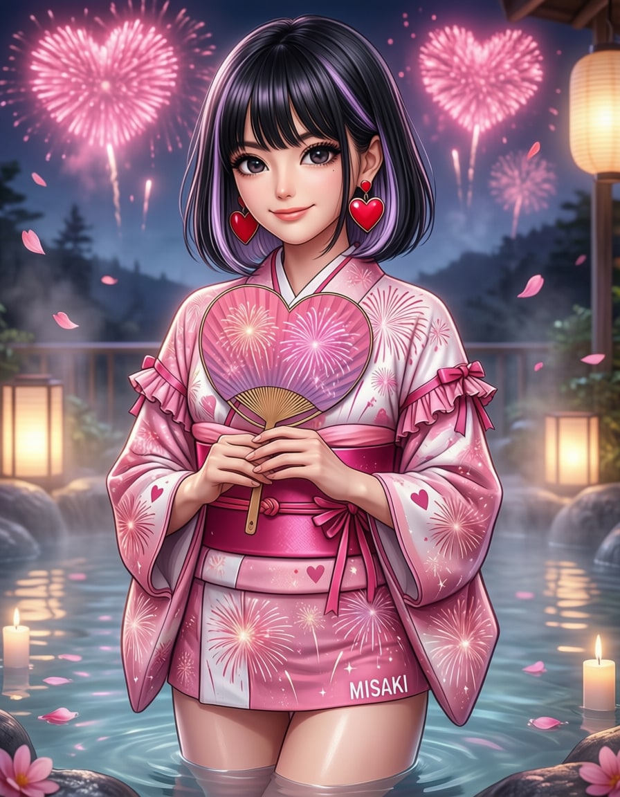 美咲💕露天風呂と花火大会