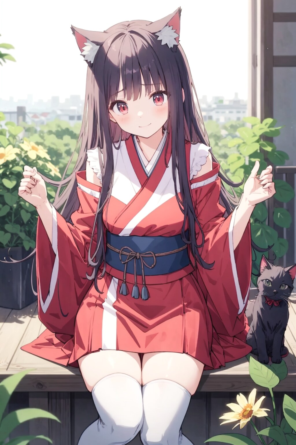 猫耳着物少女【呪文あり】 | の人気AIイラスト・グラビア