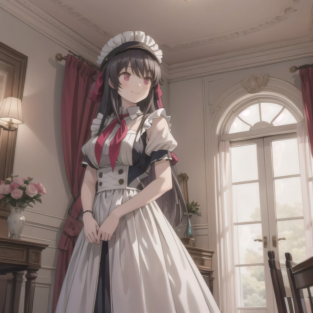 黒髪ロングでメイド服の少女８