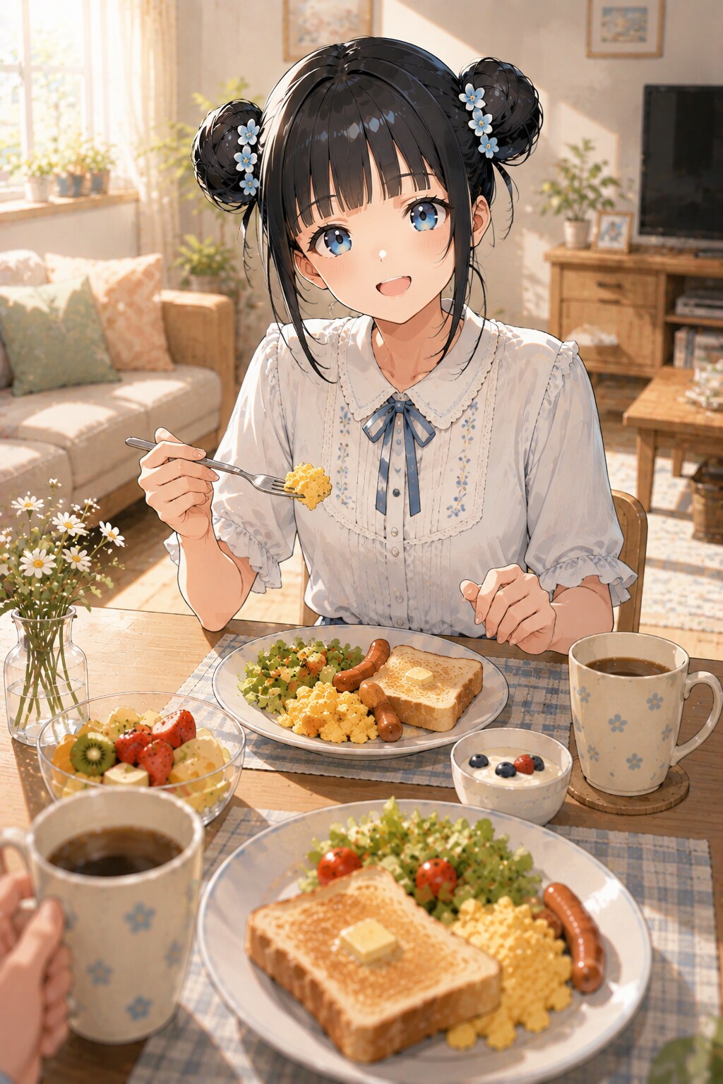 おだんごちゃん🍡✨と朝ごはん🍚✨　8/16 | の人気AIイラスト・グラビア
