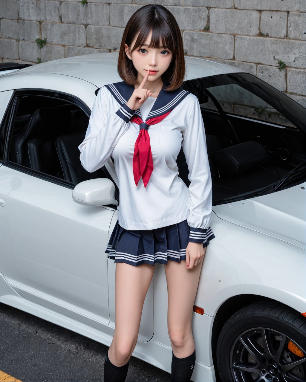 自動車とセーラー服