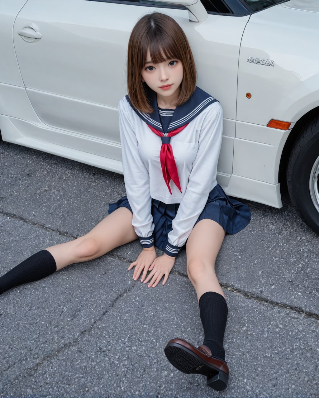 自動車とセーラー服