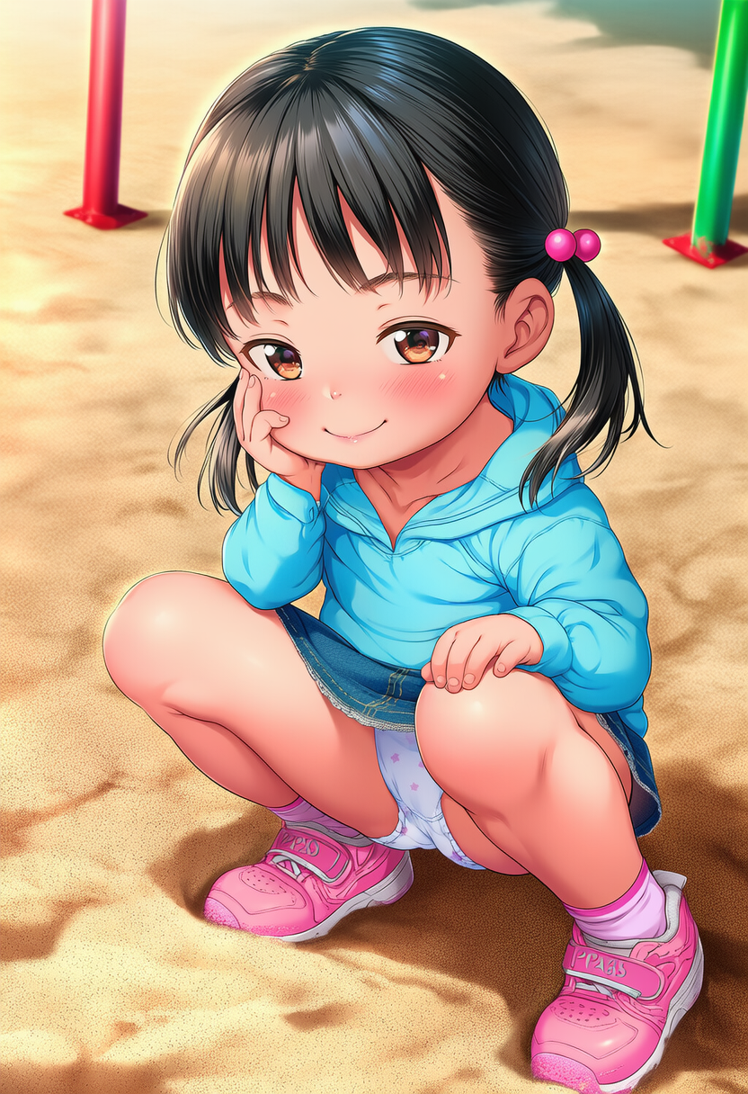 砂場で遊ぶ少女を観察【JSパンチラ】②