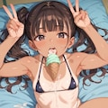 日焼けあとマイクロビキニの女の子がアイスクリームを舐めているだけ 8枚目