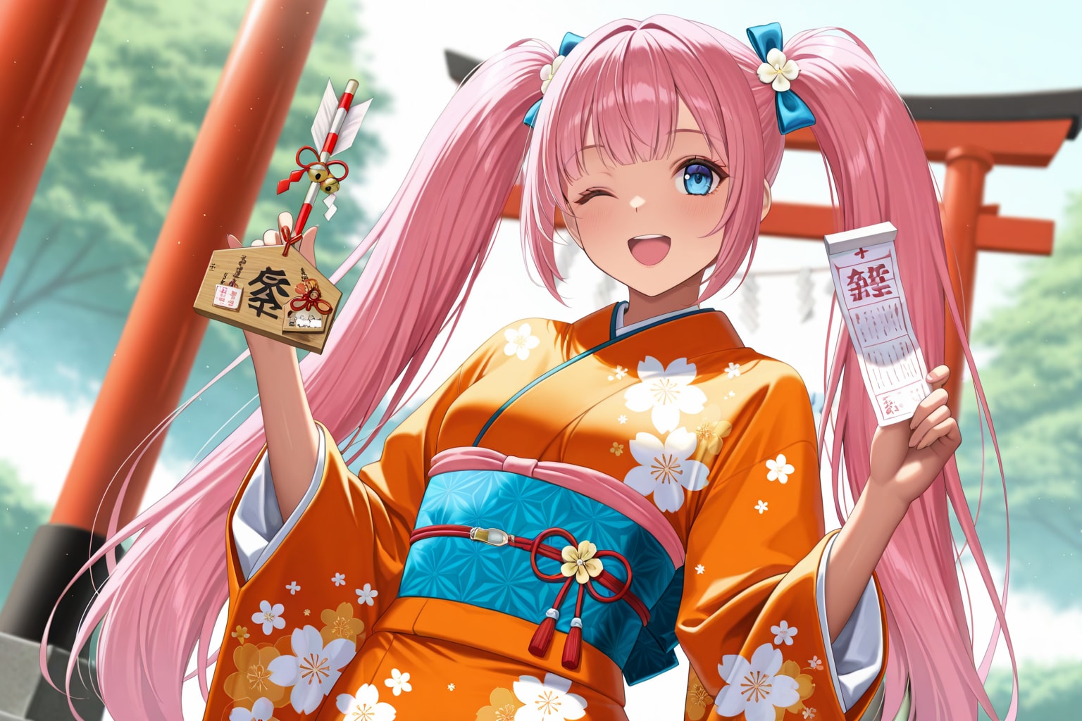 ピンクツインテール娘の初詣！