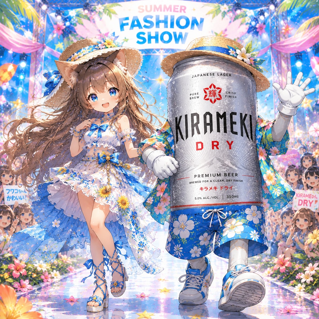夏のファッションショーの小さな女の子