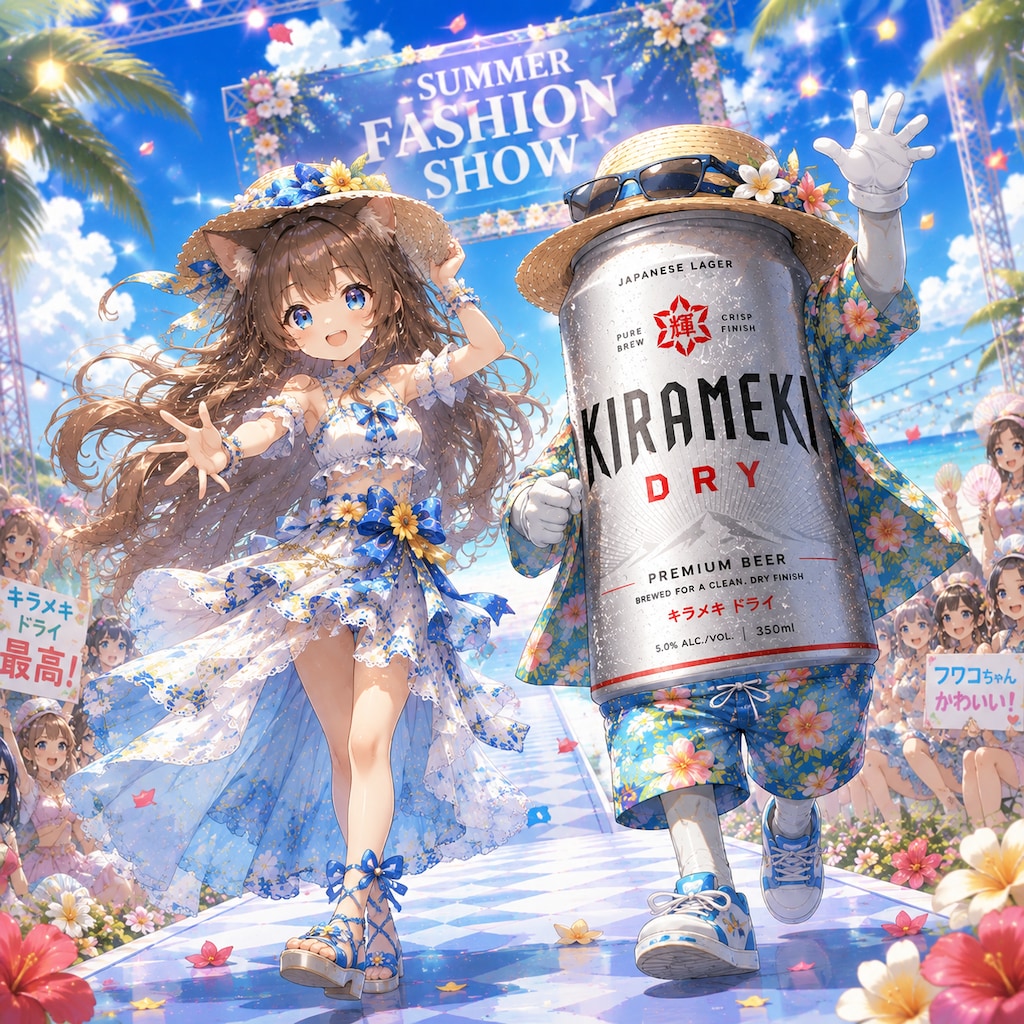 夏のファッションショーの小さな女の子