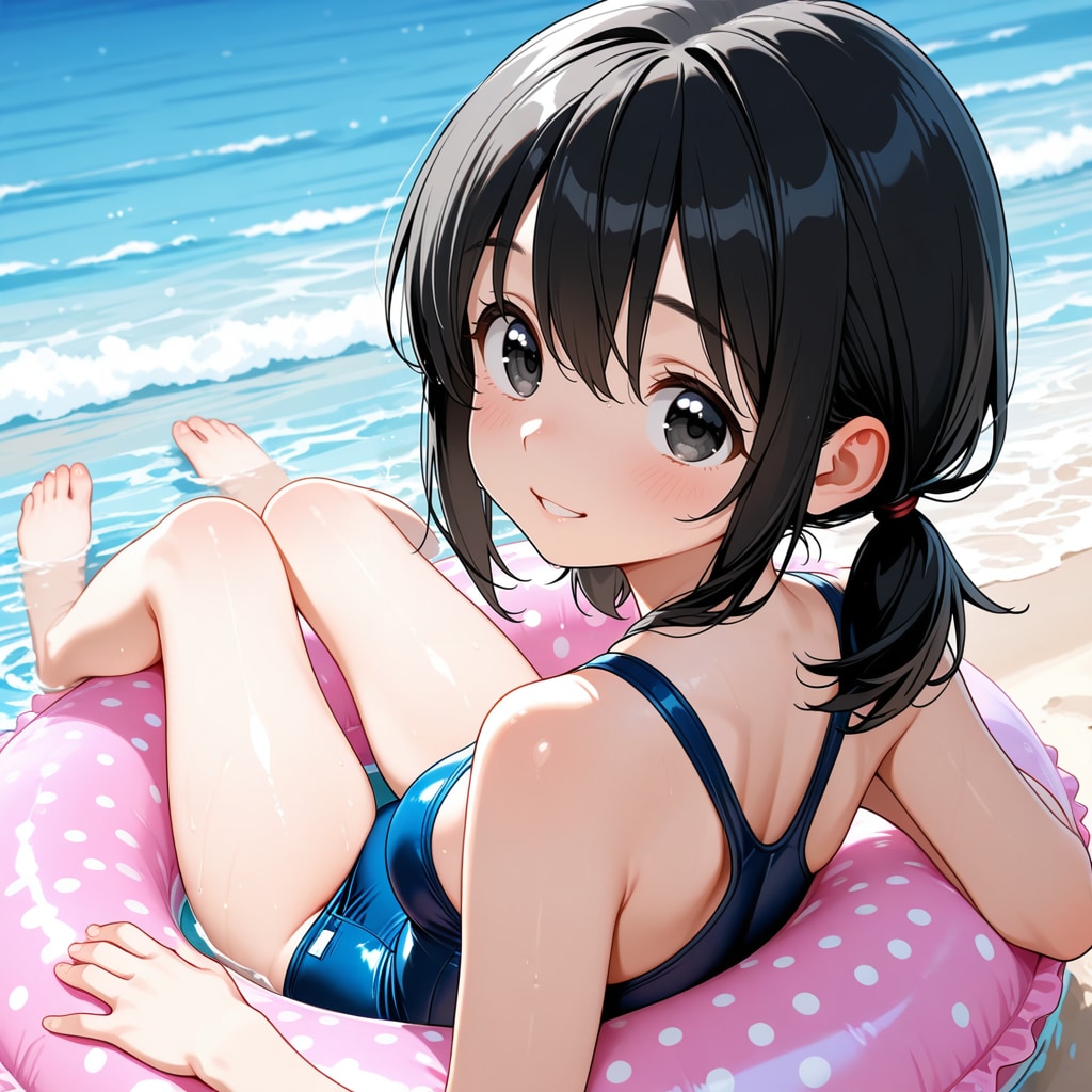 ビーチで浮き輪