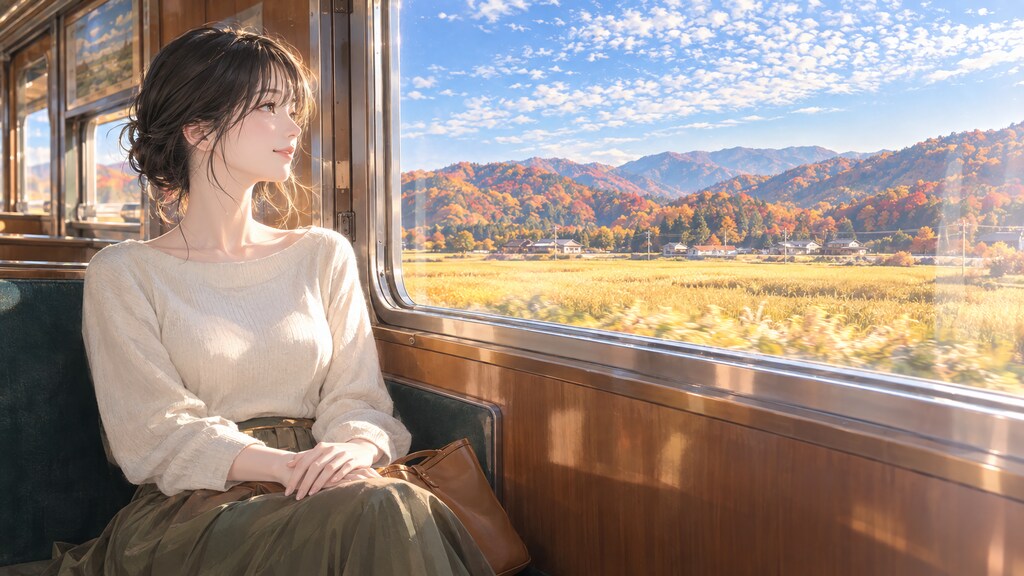 ​秋麗のローカル線にて