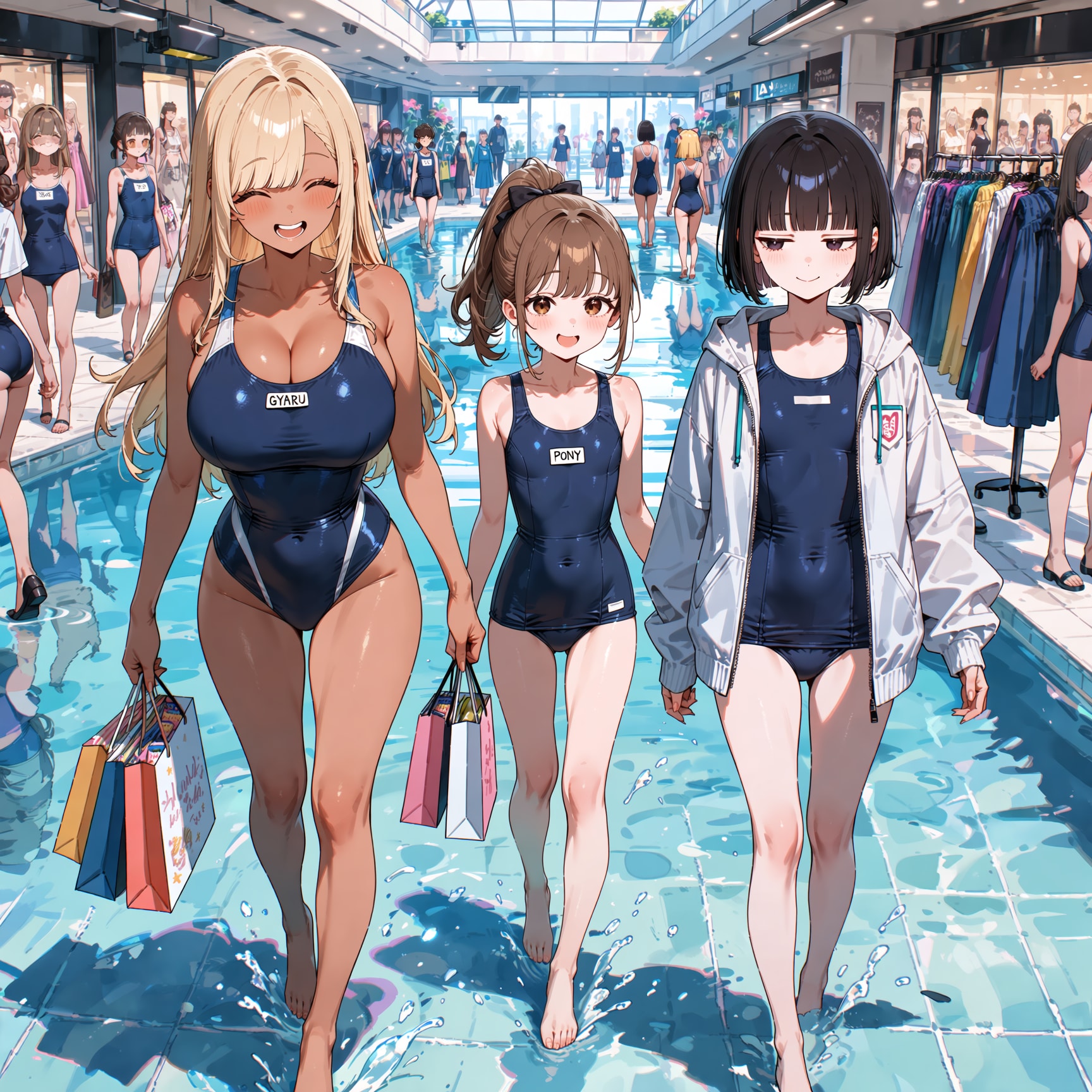 床がプールになってるスク水モール
