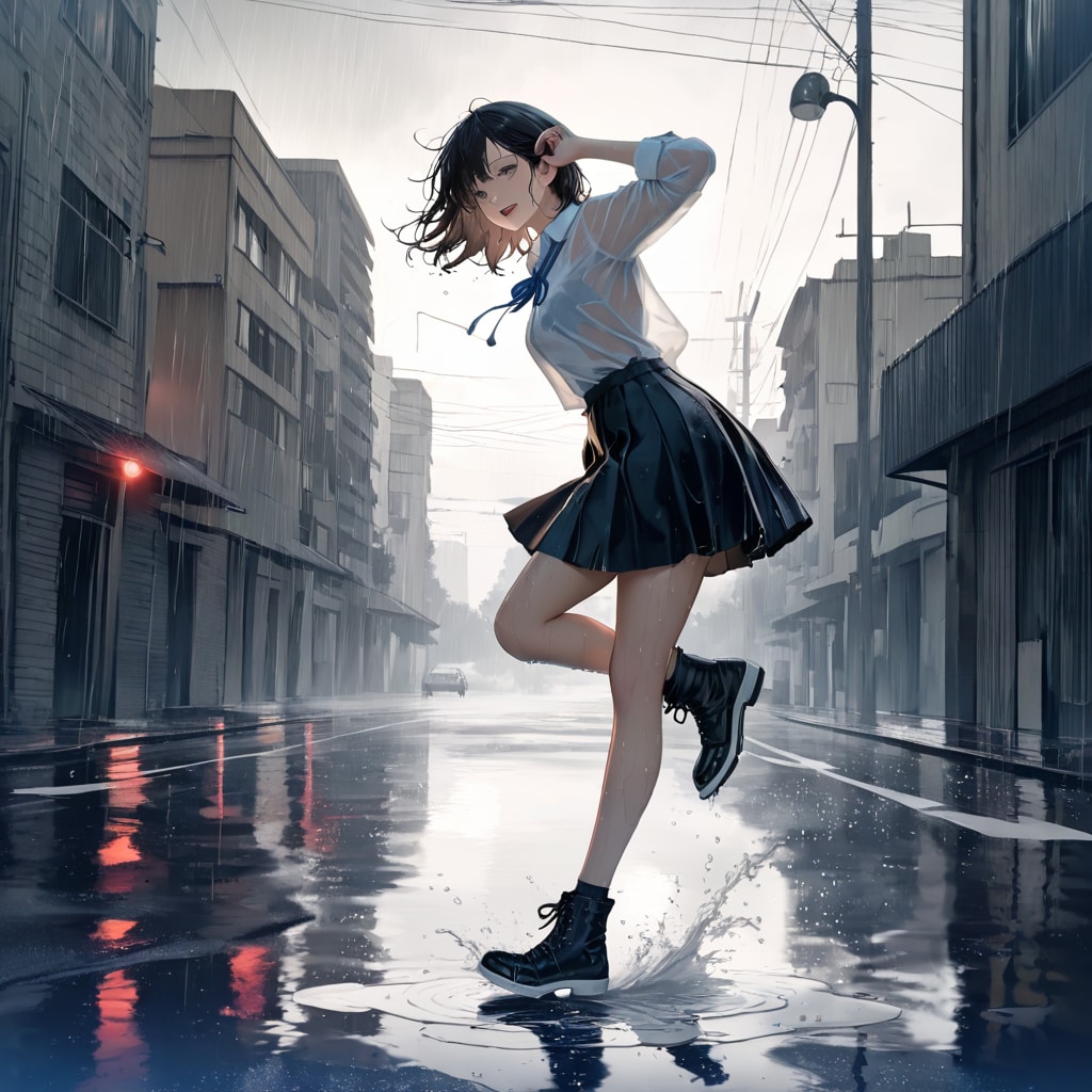 雨の中のステップ