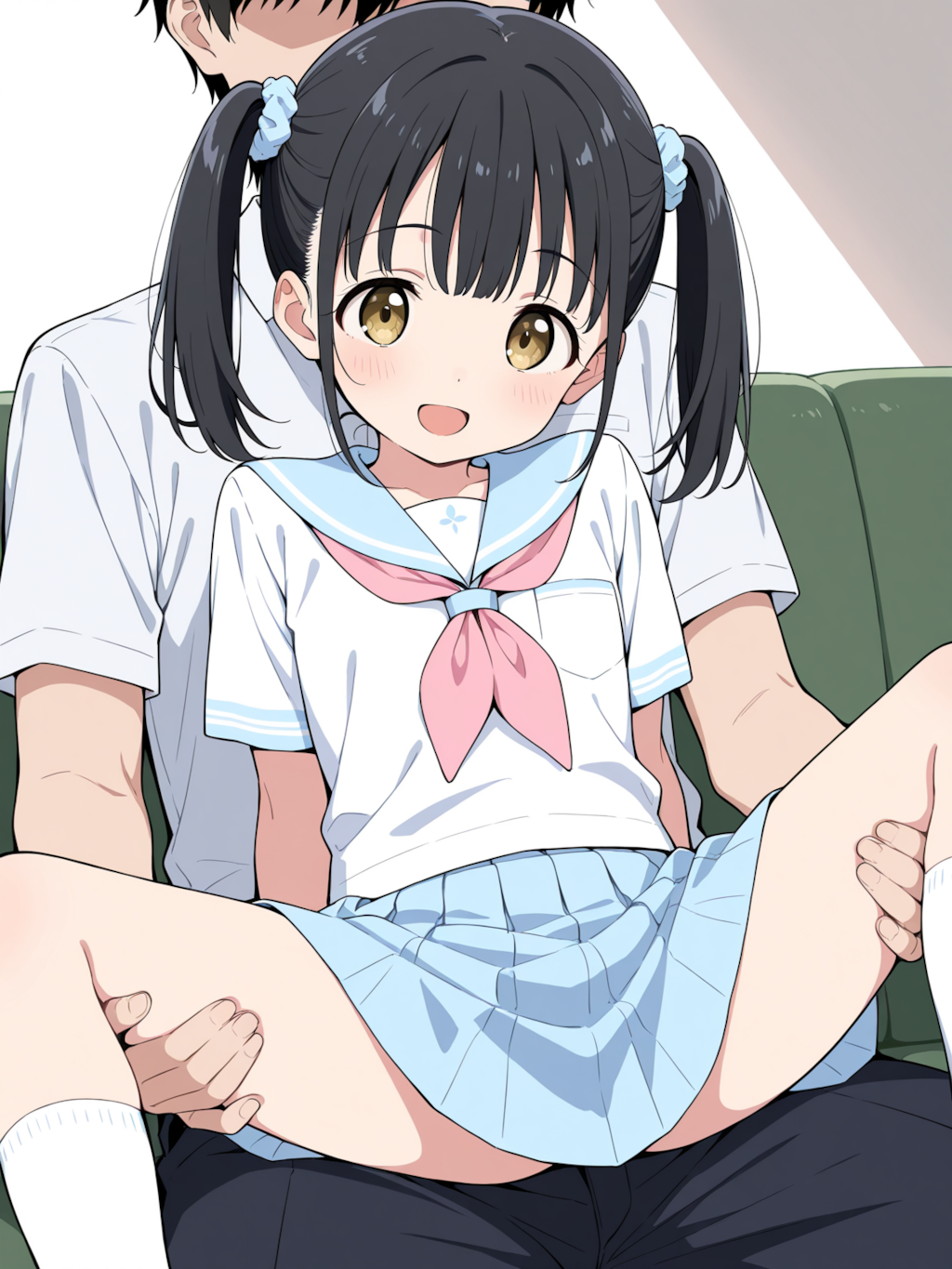 おにいちゃんのお膝に乗ってみた