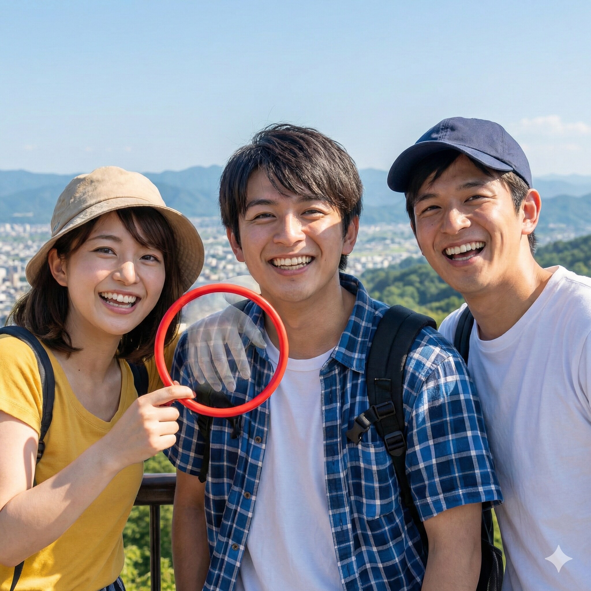 展望台で記念撮影
