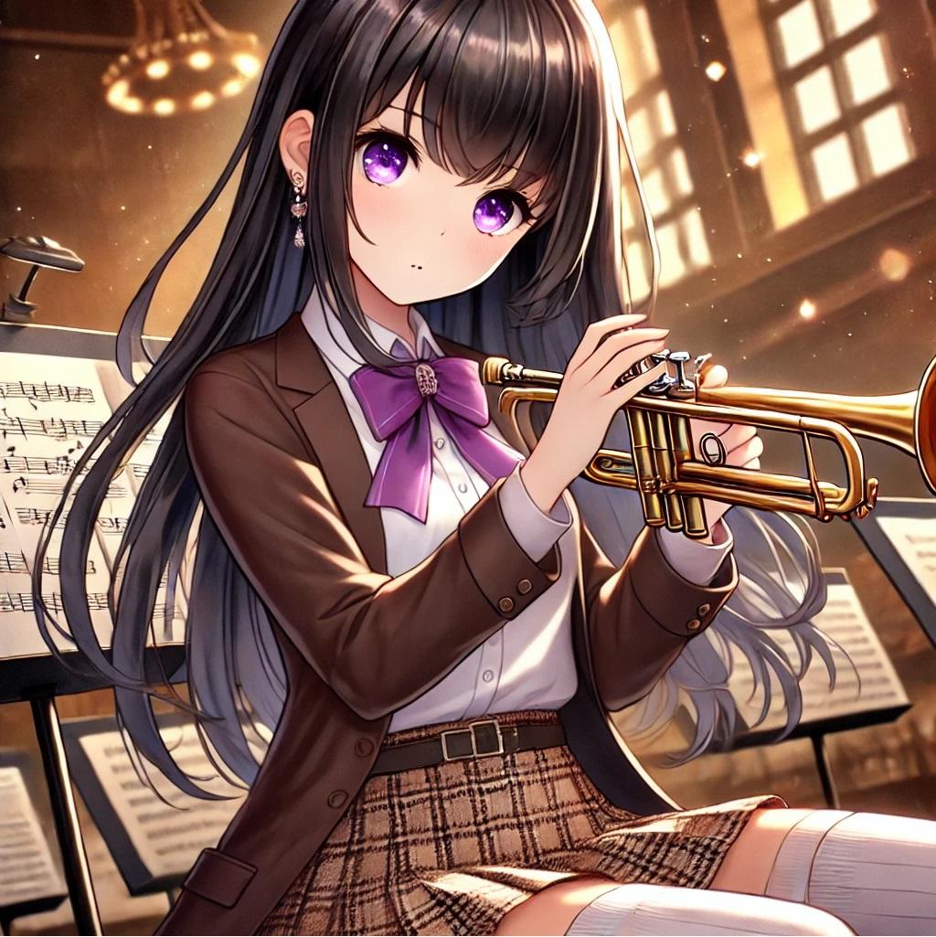 黒髪ロングのトランぺッター | の人気AIイラスト・グラビア
