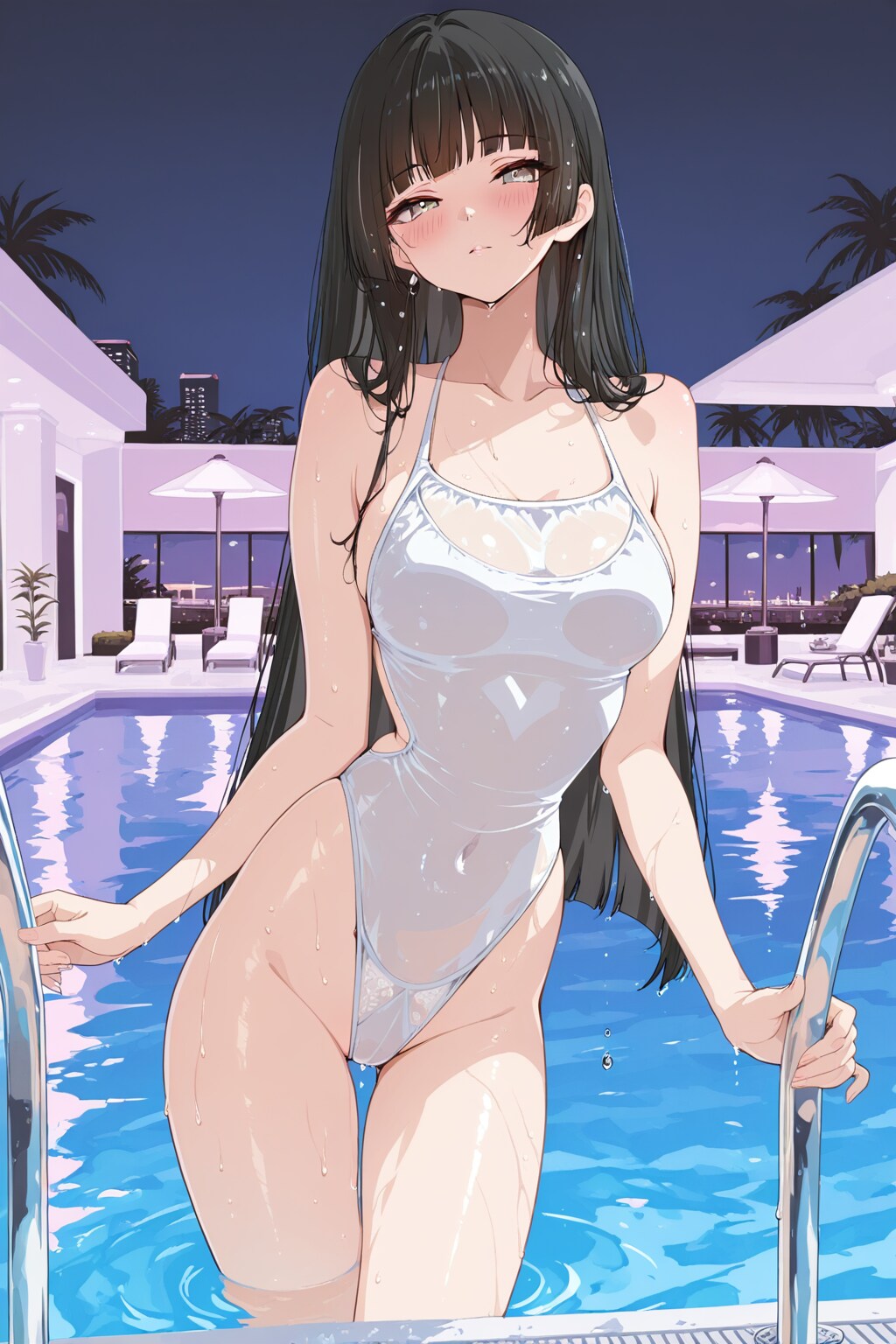 ホテルのプールでひと泳ぎ