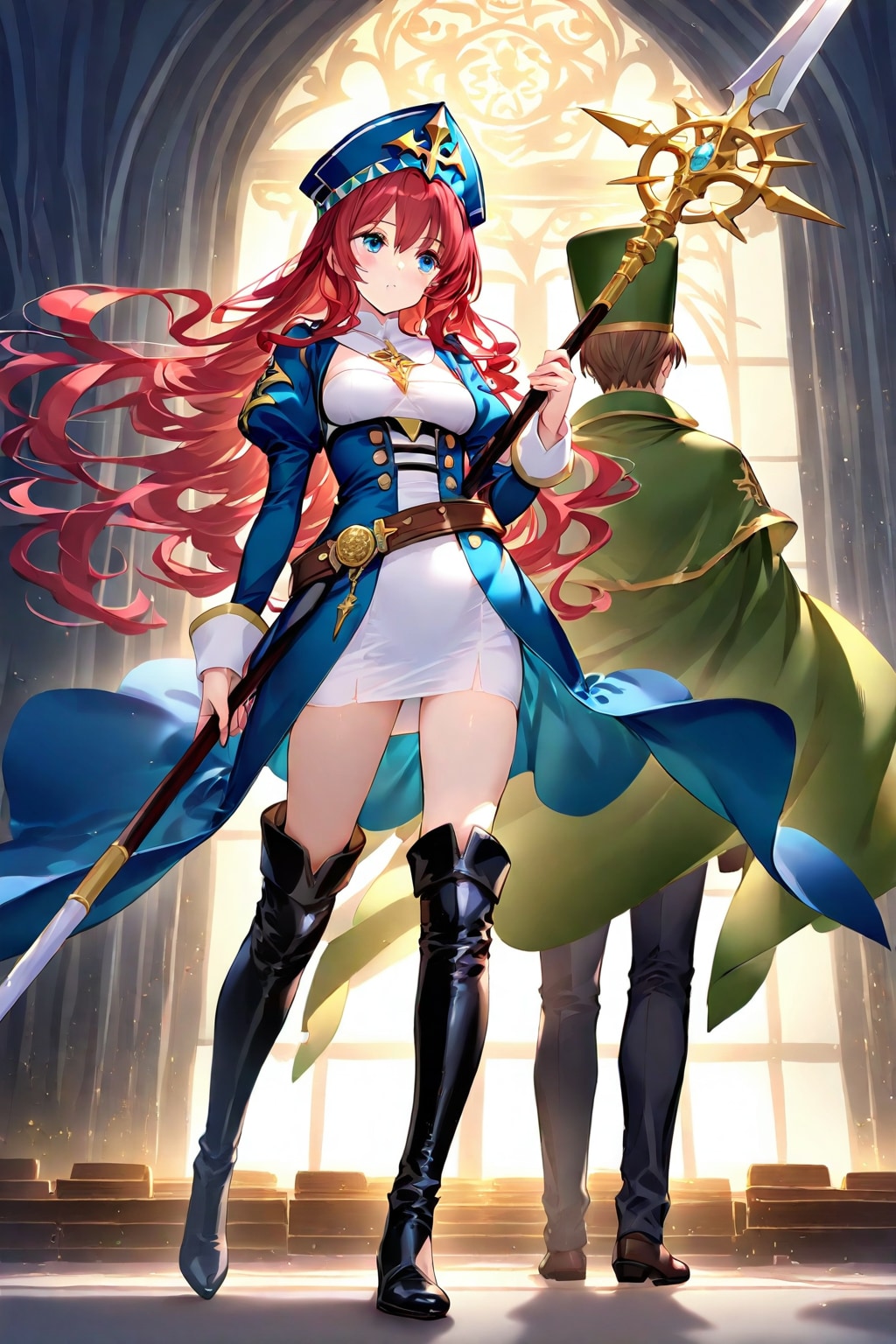 洞窟の前に、聖なる教会の高位女