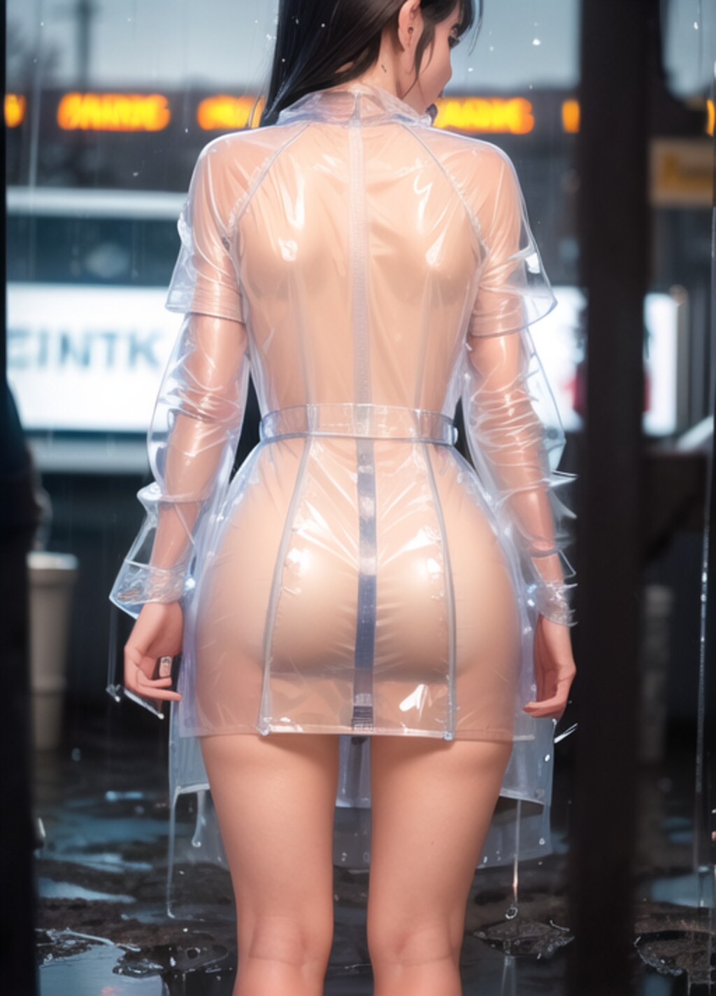 露出レインコート