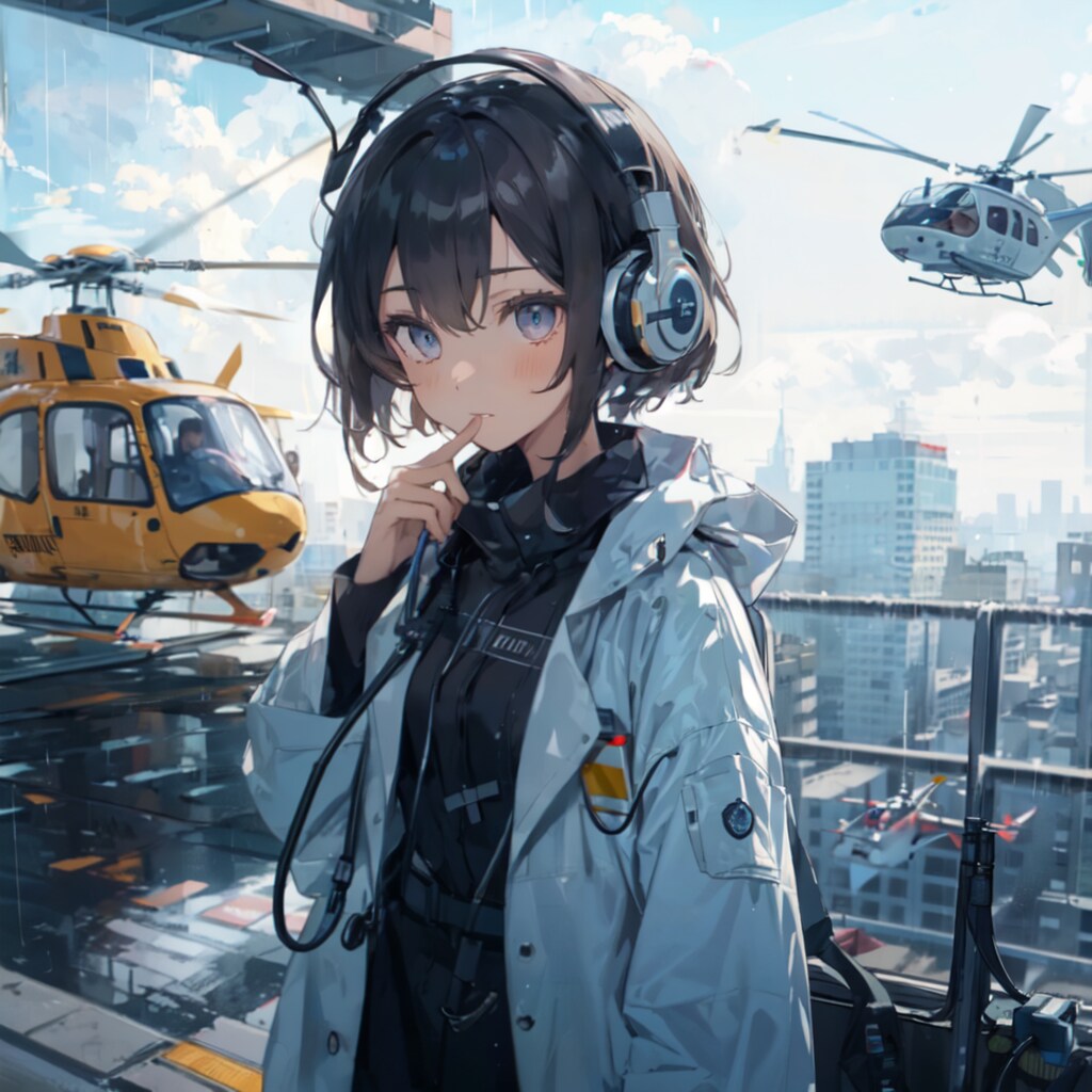 ドクターヘリに乗り込む