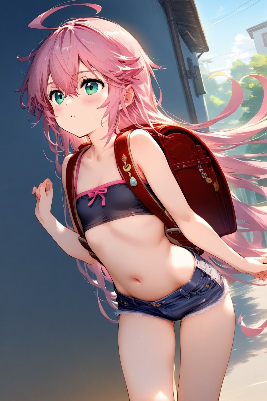 路地裏を通る薄着な女の子