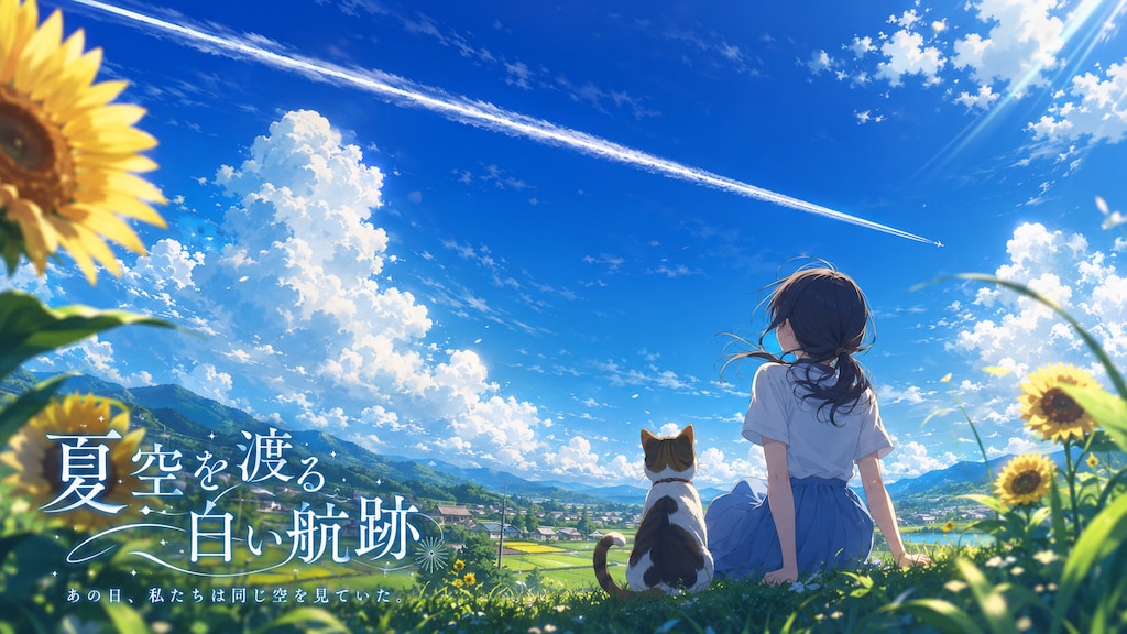 夏空を渡る白い航跡