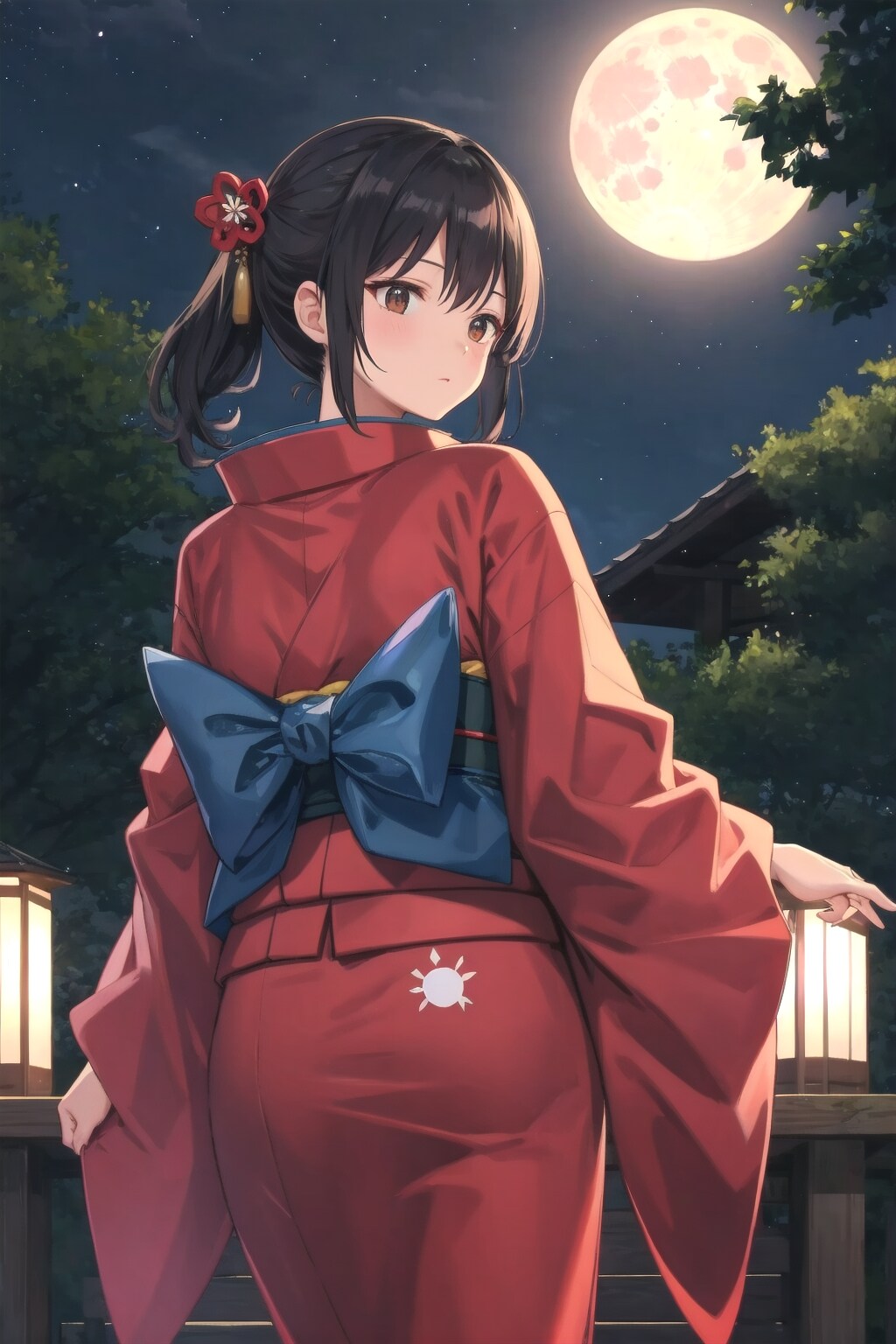 月明かりに照らされて