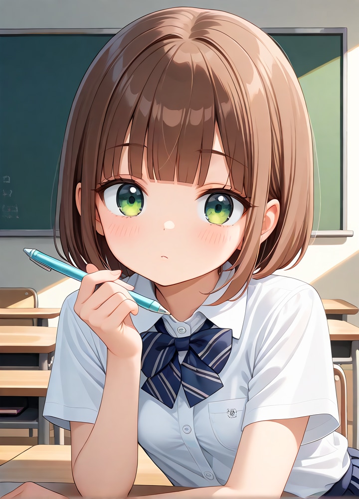 女の子とペン