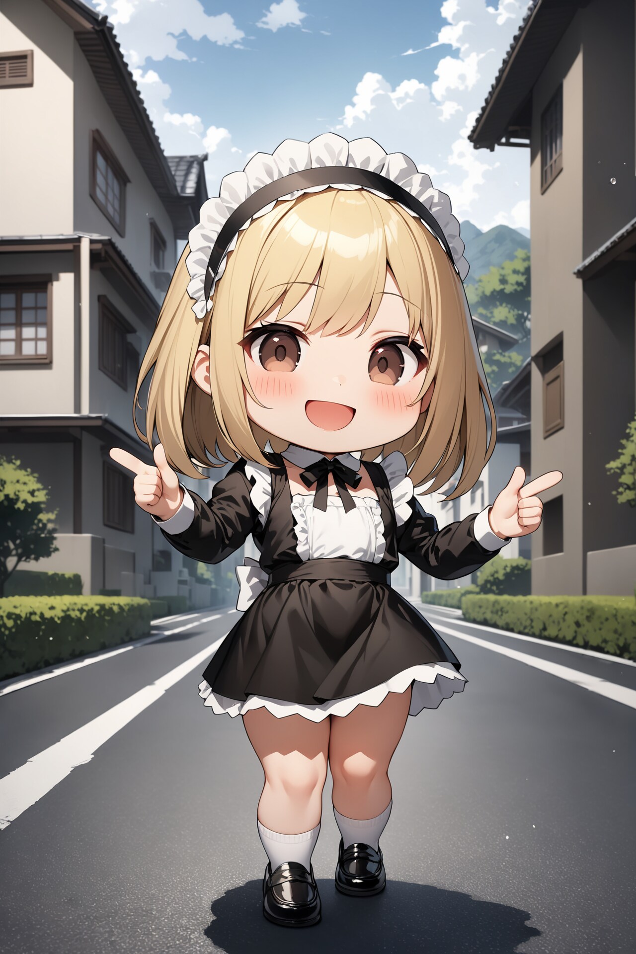 郊外で見かけたちびキャラメイドさん Y718 | の人気AIイラスト・グラビア