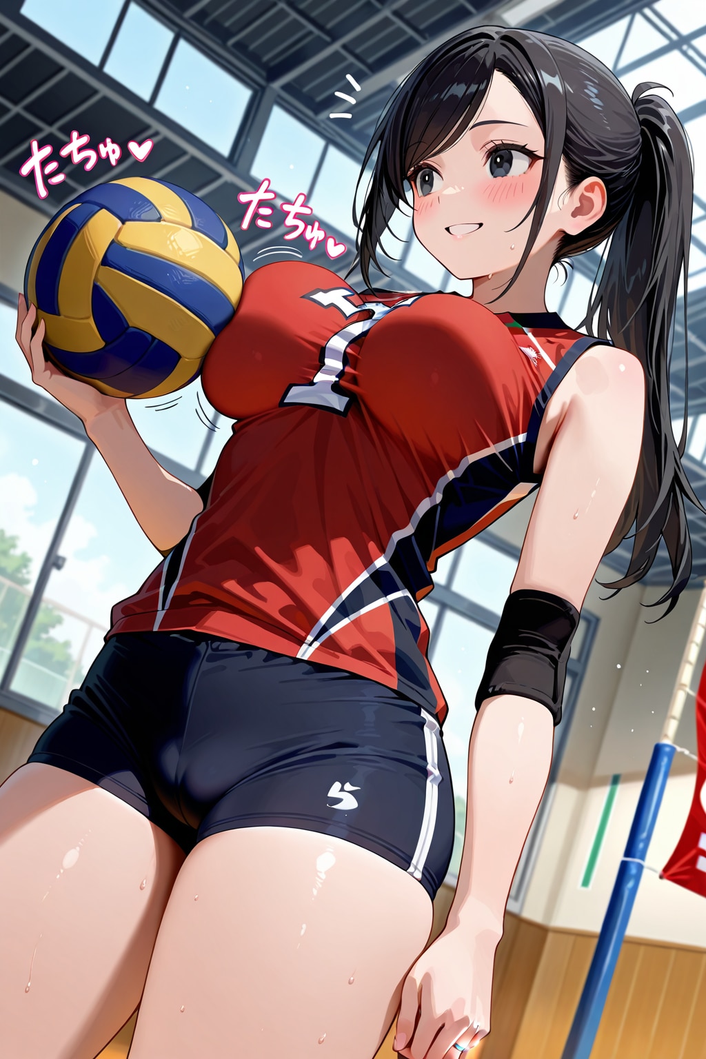 某女子高生と小さい子ママはそれぞれ、バレー部とママさんバレーで活躍してますｗ