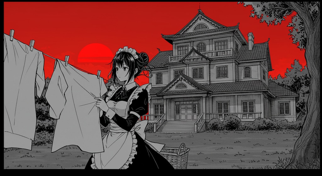 洗濯物を干しましょう (メイド⑩)