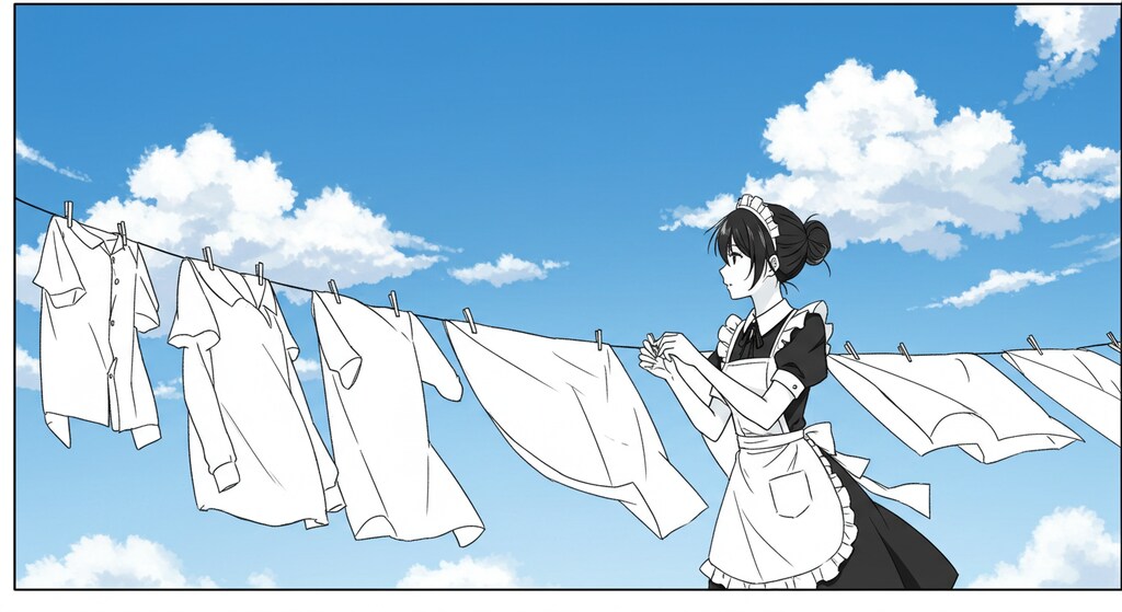 洗濯物を干しましょう (メイド⑩)