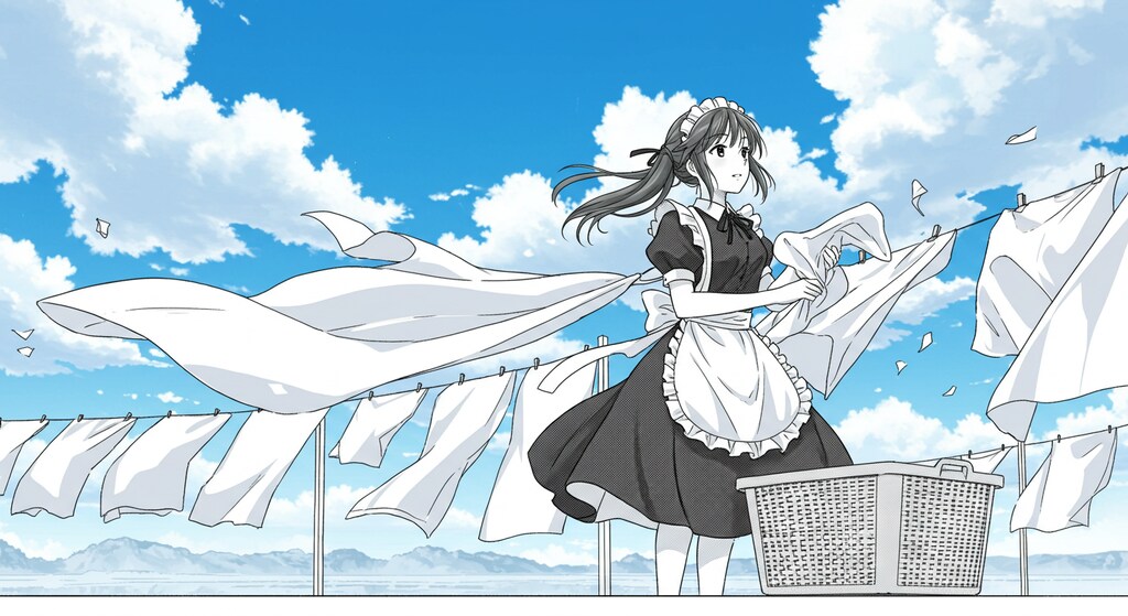 洗濯物を干しましょう (メイド⑩)