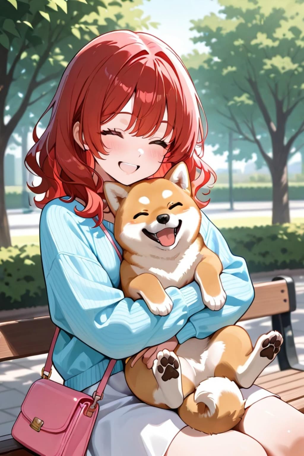 柴犬と赤髪ちゃん