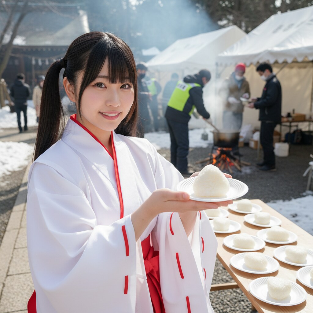 黒ツイさん。巫女。おむすびの日 防災とボランティアの日