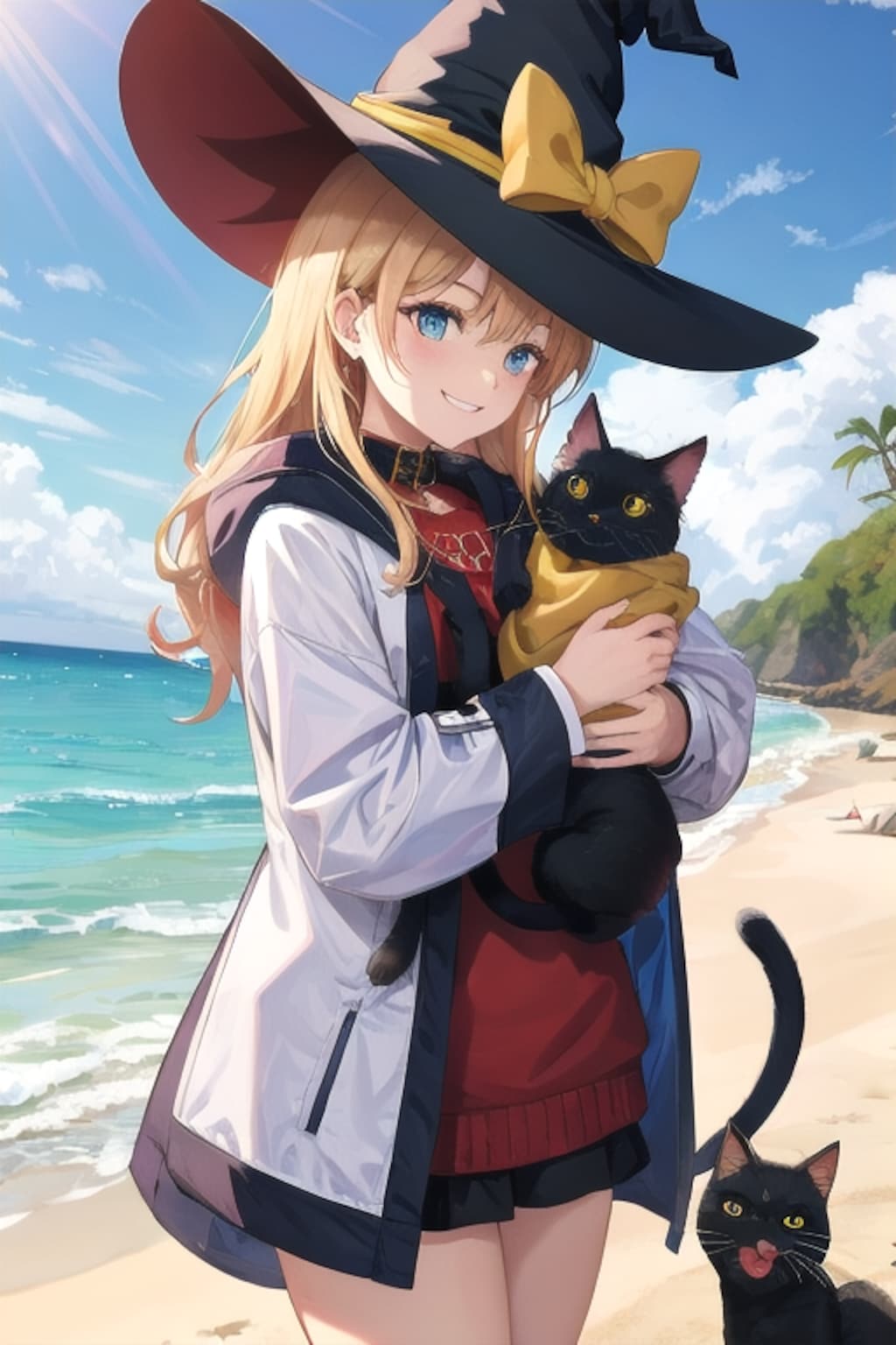 砂浜の魔女と猫