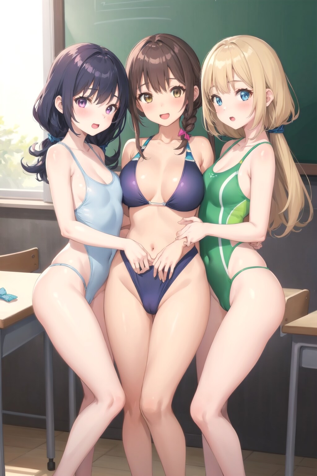 教室で彼女達が水着にきがえてしまったら