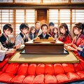 こたつでまったりする、少年少女達～その3（8枚）レトロモダン街シリーズ・その74-2 3枚目