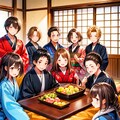 こたつでまったりする、少年少女達～その3（8枚）レトロモダン街シリーズ・その74-2 2枚目