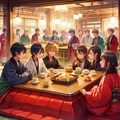 こたつでまったりする、少年少女達～その3（8枚）レトロモダン街シリーズ・その74-2 5枚目