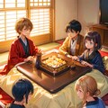 こたつでまったりする、少年少女達～その3（8枚）レトロモダン街シリーズ・その74-2 6枚目