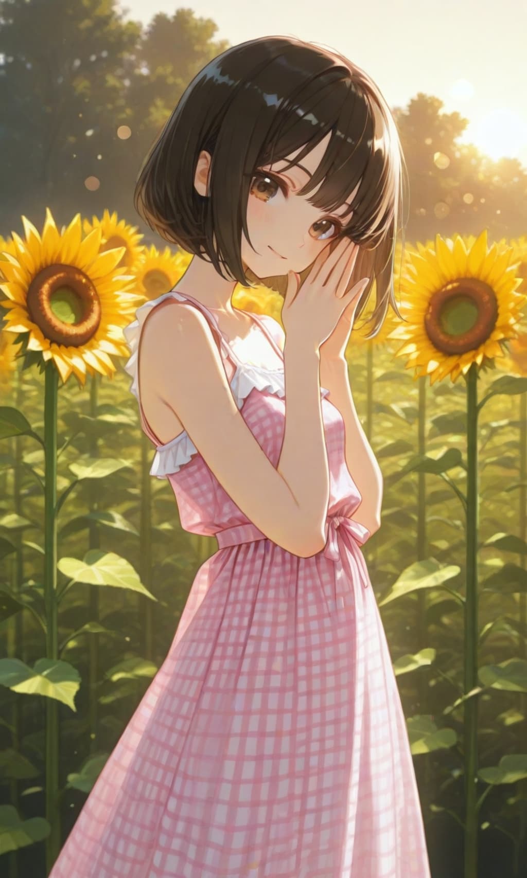 ひまわり畑の少女