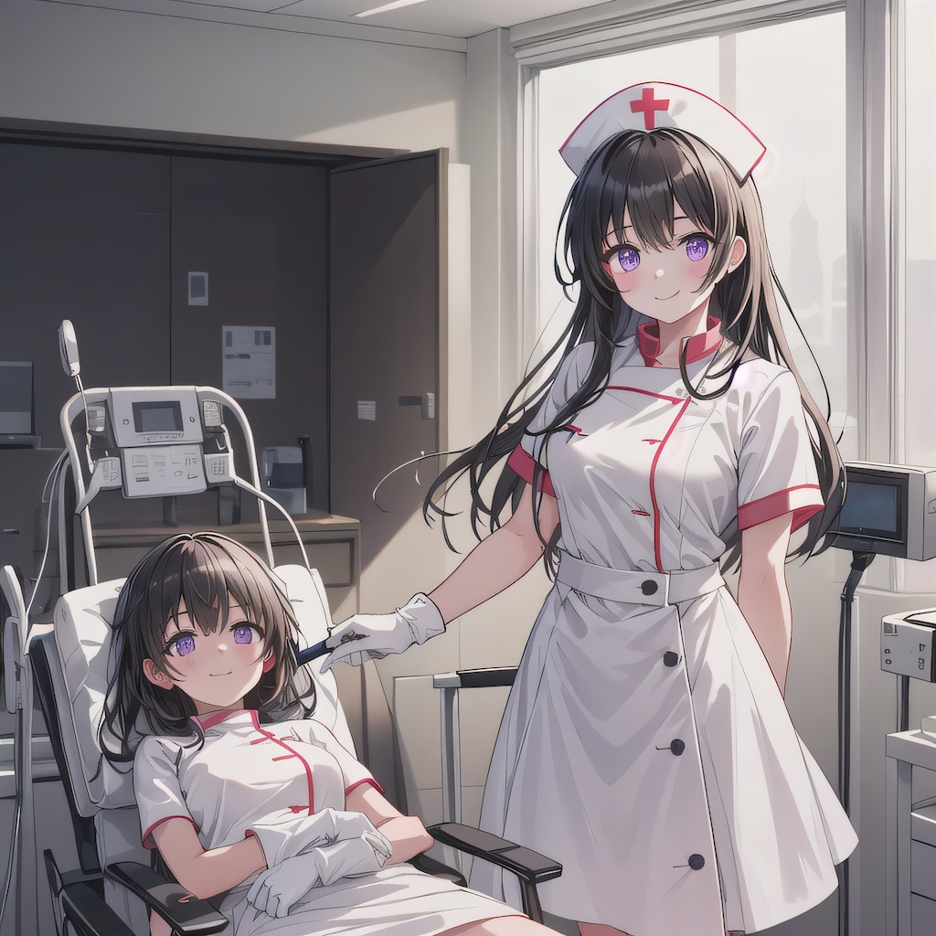 黒髪ロングで白衣の少女５９