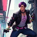 地下鉄と黒髪＆紫短髪男性★その3(12枚) 12枚目