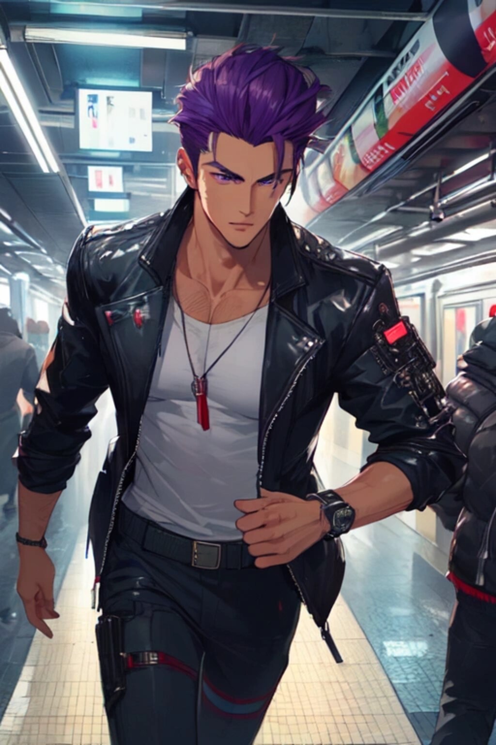 地下鉄と黒髪＆紫短髪男性★その3(12枚)