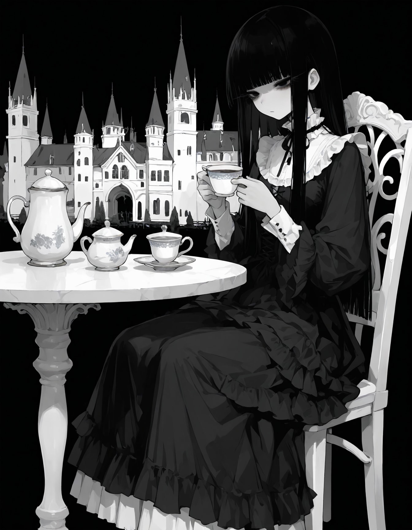 黒のお茶会 | の人気AIイラスト・グラビア