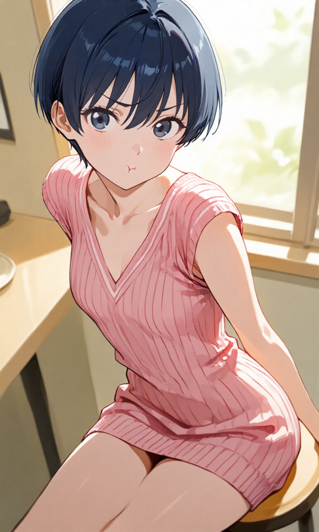 半袖ミニドレスの柑菜ちゃん