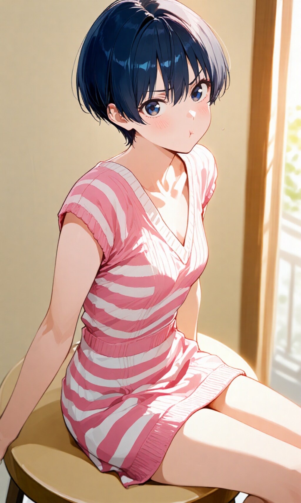 半袖ミニドレスの柑菜ちゃん