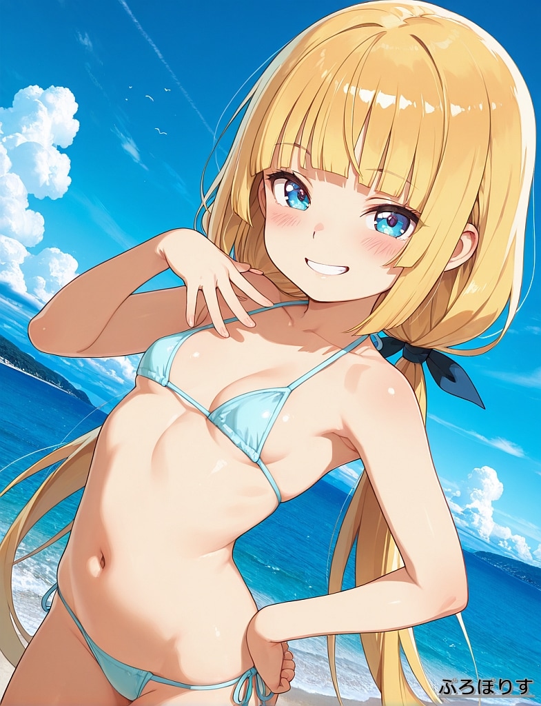金髪◎女マイクロビキニ