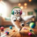 ヘッドフォンを付けた猫 4枚目
