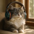 ヘッドフォンを付けた猫 3枚目